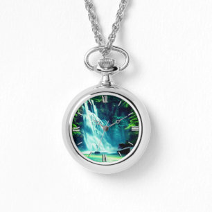 Montre Cascade serène en bleu pâle et vert