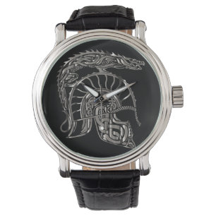 Montre Casque de dragon métallique de guerrier cool