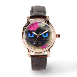 Montre Cat mignon Siamese Visage Illustration poignet