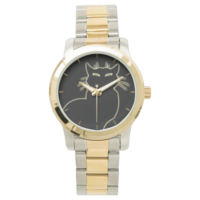 Montre Cat Watch Black Cat Wrist Watch Amoureux des chats (devant)