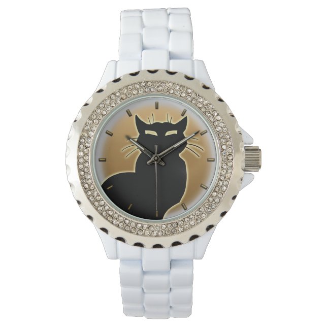 Montre Cat Watch Black Cat Wrist Watch Amoureux des chats (devant)