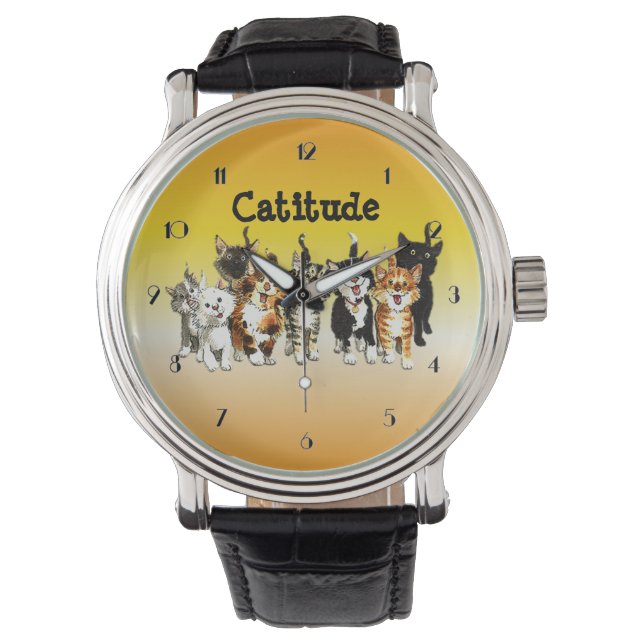 Montre Catitude Cute Kitty Chats Montre-Poignon (devant)