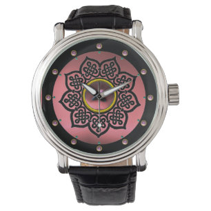 MONTRE CELTIC KNOTS FLEURS ET ROSE AMÉTHYST PIERRES GEM