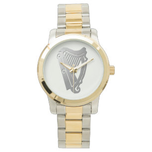Montre celtique argentée d'harpe