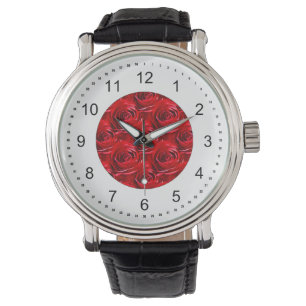 Montre Centre abstrait de papier peint de rose rouge