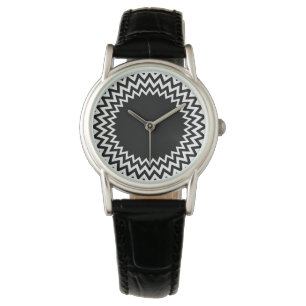 Montre Cercle blanc noir Chevron