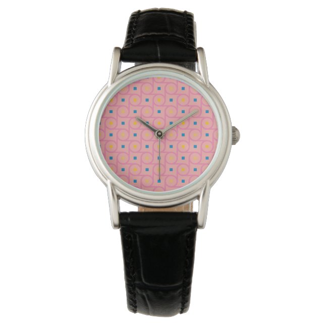 Montre Cercle de verrouillage rose moderne du milieu du s (devant)