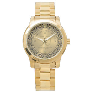 Montre Cercle floral noir 50e anniversaire de Mariage