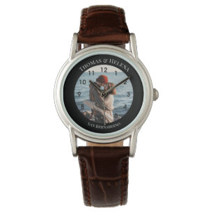 Montre Cercle noir personnalisé avec les textes inférieur