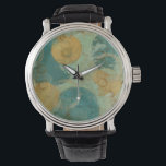 Montre Cercles bleus et jaunes<br><div class="desc">Des cercles bleus et jaunes peuplent cette oeuvre extraordinaire de Megan Meagher. Un vert citron est l'arrière - plan des cercles colorés. Obtenez une copie de cette grande impression dès aujourd'hui!</div>