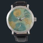 Montre Cercles bleus et jaunes<br><div class="desc">Des cercles bleus et jaunes peuplent cette oeuvre extraordinaire de Megan Meagher. Un vert citron est l'arrière - plan des cercles colorés. Obtenez une copie de cette grande impression dès aujourd'hui!</div>