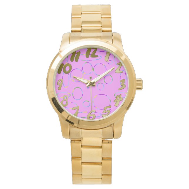 Montre Cercles Cool rose moderne Boucles Tropical (devant)