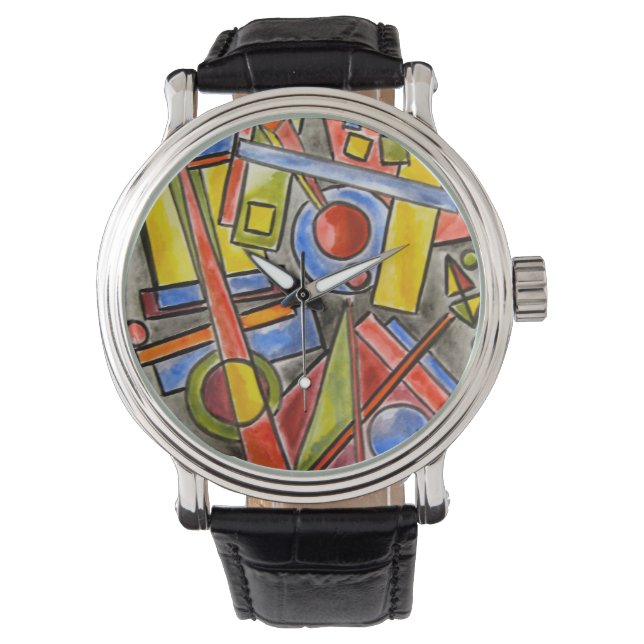 Montre Cercles Et Carré-Moderne Bauhaus Art Géométrique (devant)