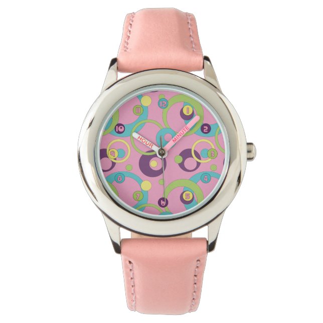 Montre Cercles Rose Funky (devant)