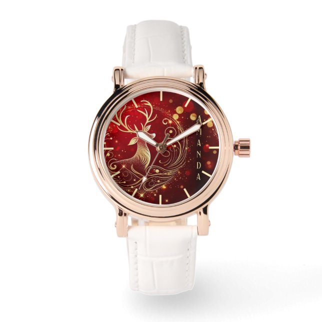 Montre Cerf radieux en or (Recto)