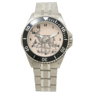 Montre Cerfs communs dans un dessin de champ