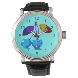 Montre Cerises bleues vives