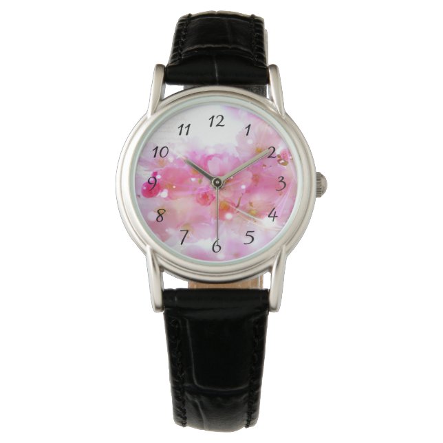 Montre Cerisier japonais aux fleurs rose pastel (devant)