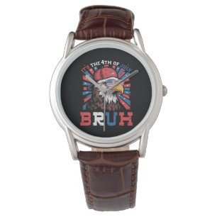 Montre C'est le 4 juillet Bruh Aigle américain Patriotiqu
