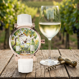 Montre C'est l'heure du vin Aquarelle du vignoble Vin bla