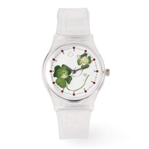 MONTRE CHALEUREUSES SHAMROCKS VERTES AVEC COEUR