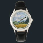 Montre Champ de blé avec cyprès<br><div class="desc">Van Gogh considérait ce paysage ensoleillé comme l'un de ses "meilleurs" toiles d'été et répétait la composition trois fois : dans un dessin à stylo rosé (Van Gogh Museum,  Amsterdam) et dans deux peintures à l'huile faites plus tard cet automne (National Gallery,  Londres,  et collection privée).</div>