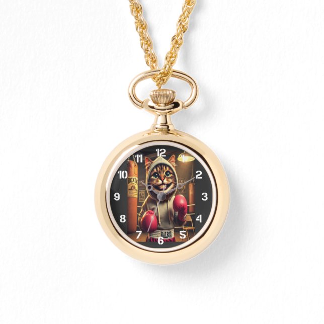 Montre Champ de boxe ? - Chat avec gants de boxe (Recto)