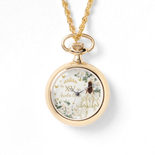 Montre Champagne Ivory Floral Princesse Robe Quinceañera