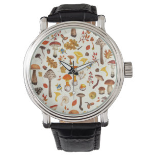 Montre Champignons sauvages sur blanc