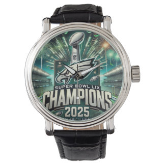 MONTRE CHAMPIONNAT SUPER BOWL LIX NOIR EN CUIR REGARDE