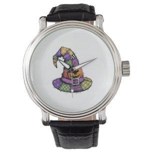 Montre Chapeau de sorcière en patchwork Halloween Sombre