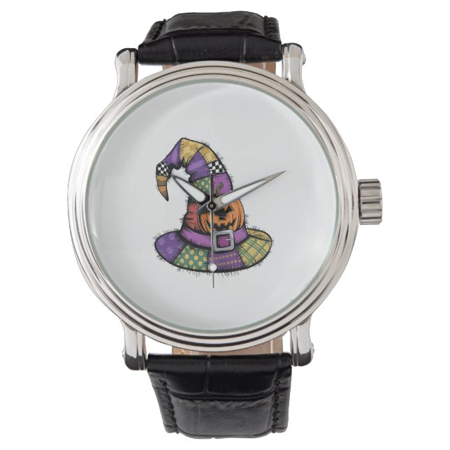 Montre Chapeau de sorcière en patchwork Halloween Sombre (devant)
