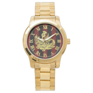 Montre Chardon écossais d'or élégant sur la rayure