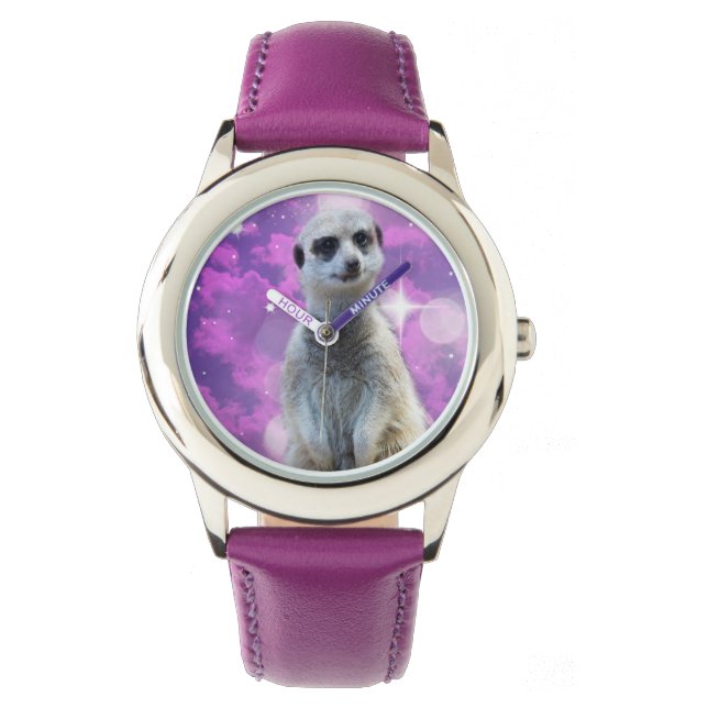 Montre Charme chatoyant : Meerkat sur Pink Bokeh Arrière  (devant)