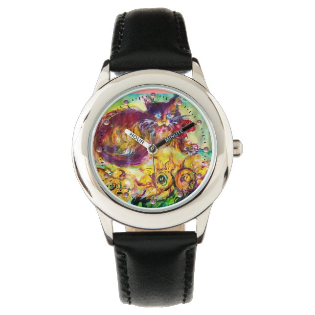 MONTRE CHAT AVEC RIBBON ROUGE ET SOUFFRES (devant)