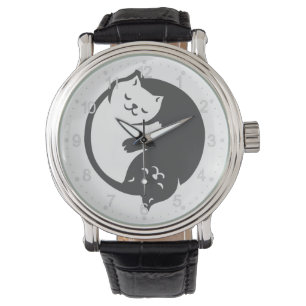 Montre Chat blanc et noir Yin-Yang - Choisir la couleur d