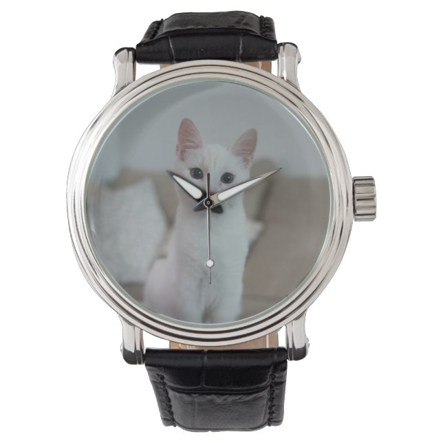Montre chat blanc | Zazzle_Growshop. (devant)