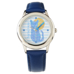 Montre Chat bleu de Z et l'amoureux des chats de lune