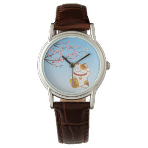 Montre Chat chanceux japonais, calicot Maneki Neko