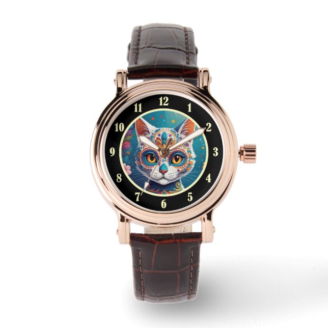 Montre Chat Crâne de Sucre (Recto)