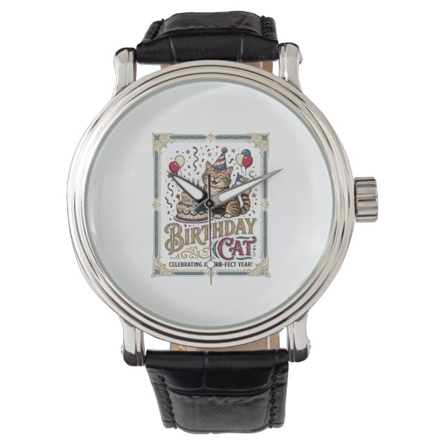 Montre Chat d'anniversaire Chat d'anniversaire Âge Vintag (devant)