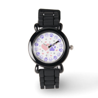 Montre Chat de chien rose et pourpre Amateurs de familier