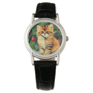 Montre Chat de Noël Vintage