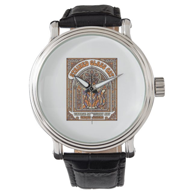 Montre Chat en Verre Cathédrale Vintage (devant)