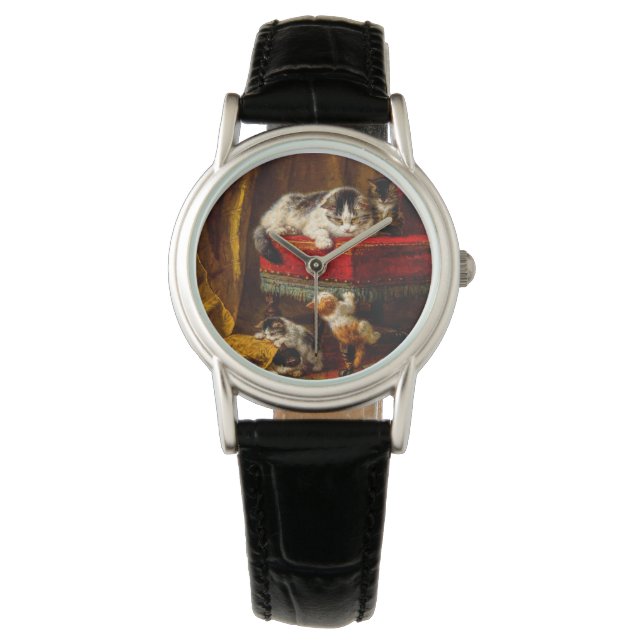 Montre Chat et chatons Jouer avec chaise (devant)