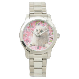 Montre Chat et fleurs