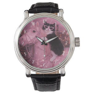 Montre Chat Licorne Glamourieux Sous Ville Étincelante