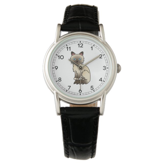 Montre Chat mignon Birman / Ragdoll au point chocolat (devant)