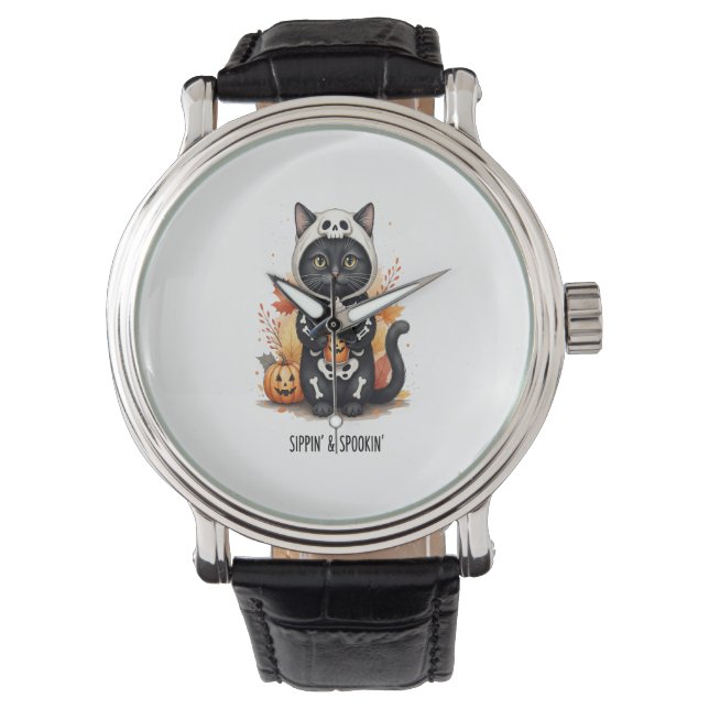Montre Chat mignon et effrayant Halloween (devant)