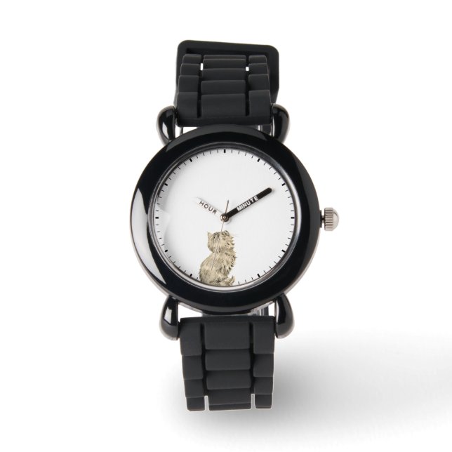 Montre Chat mignon regardant les mains de l'horloge - Hum (Recto)